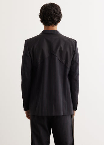 Jacquard Panel Stripe 3 Button Jacket