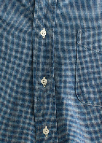 Small Check Indigo Chambray Standard Button Down Shirt