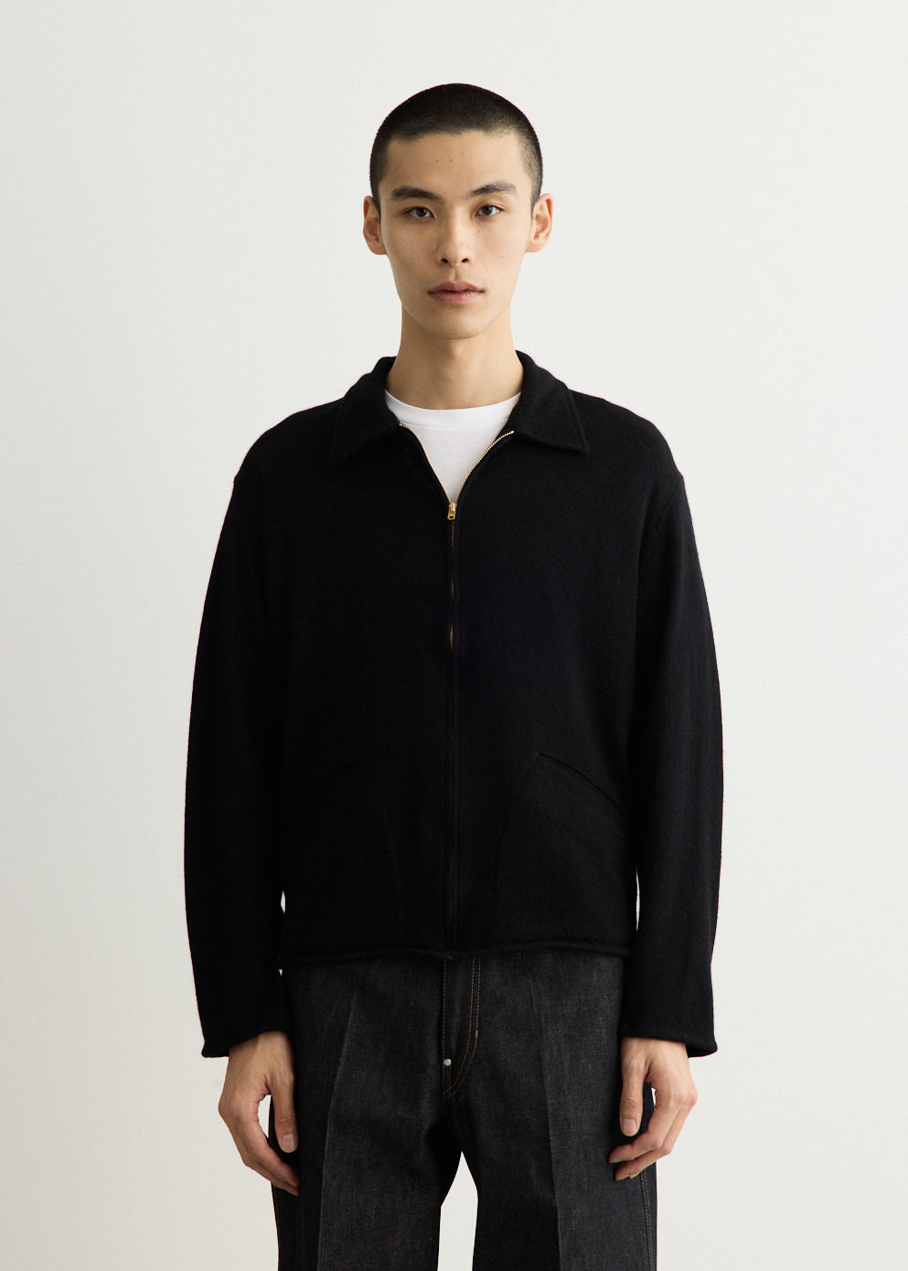 Cashmere Washi Zip Short Jacket