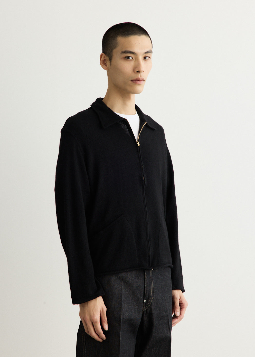 Cashmere Washi Zip Short Jacket