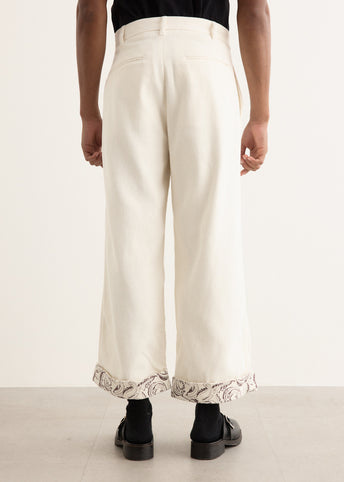 Paisley Embroidered Cuff Trousers