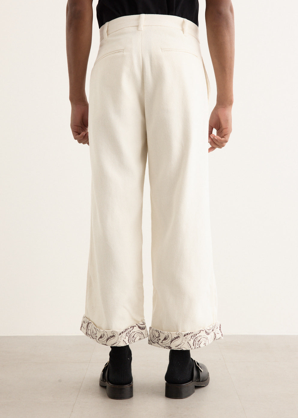 Paisley Embroidered Cuff Trousers