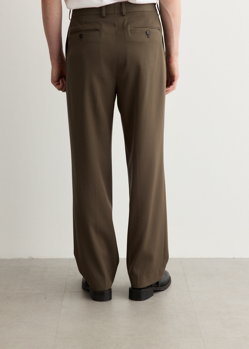 Light Wool Max Gabardine Two-Tuck Slacks