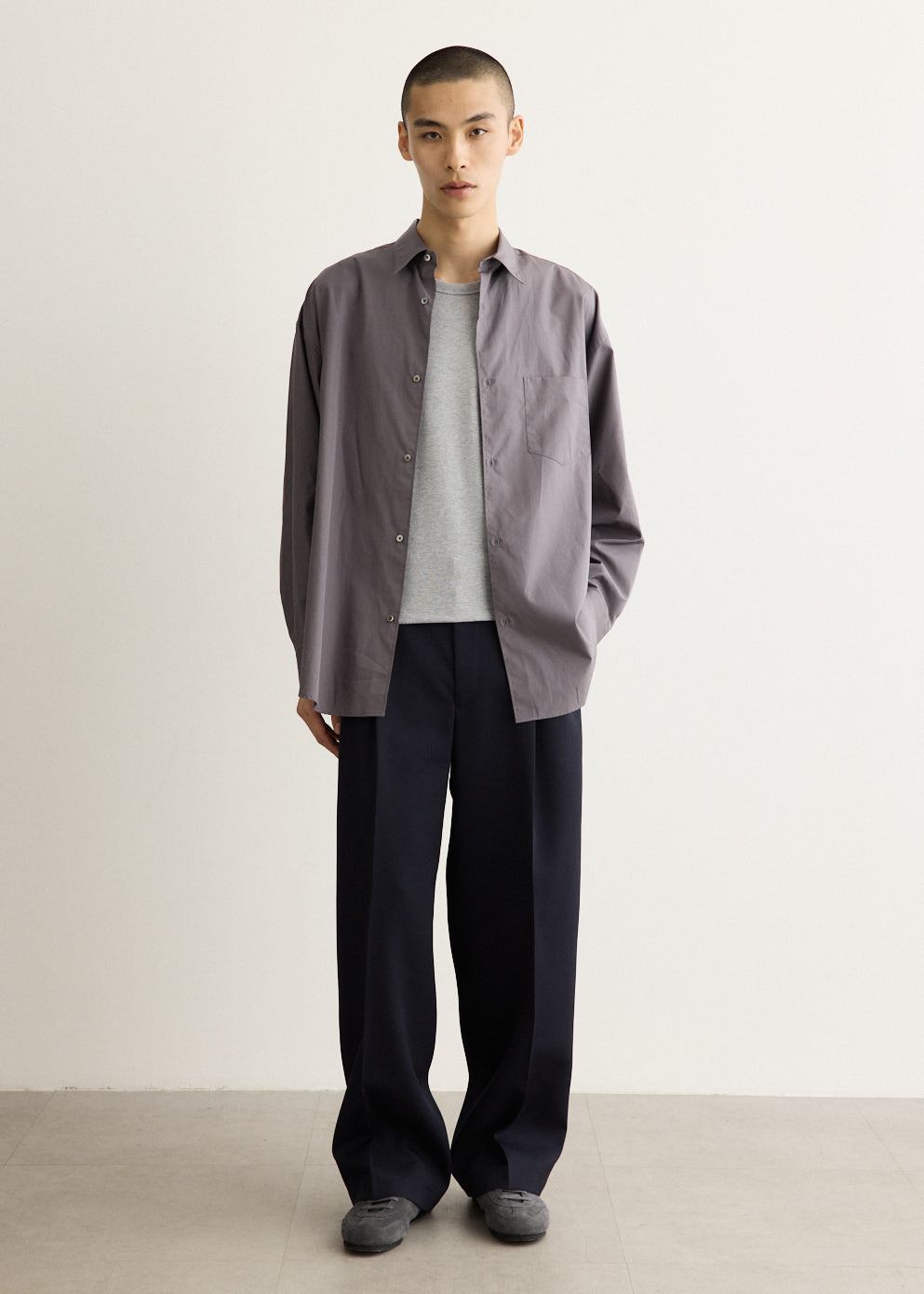 ALUMO for GP Long Sleeve Oversized Regular Collar Shirt