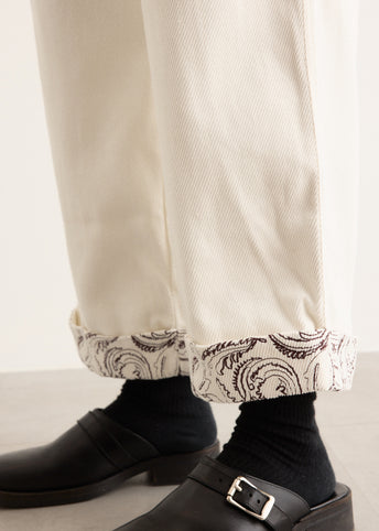 Paisley Embroidered Cuff Trousers
