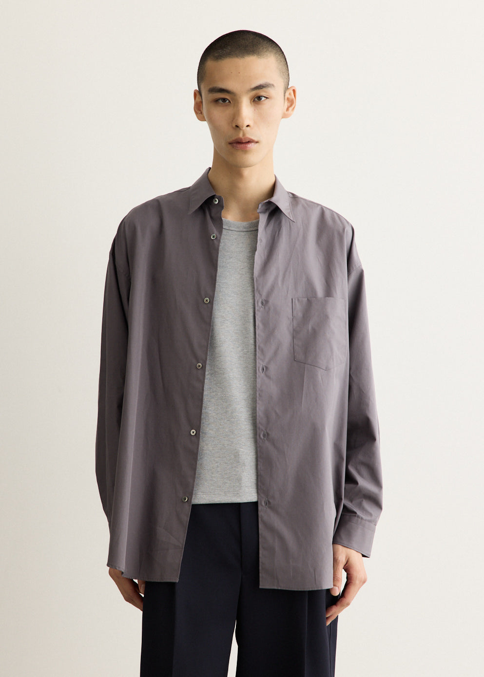 ALUMO for GP Long Sleeve Oversized Regular Collar Shirt