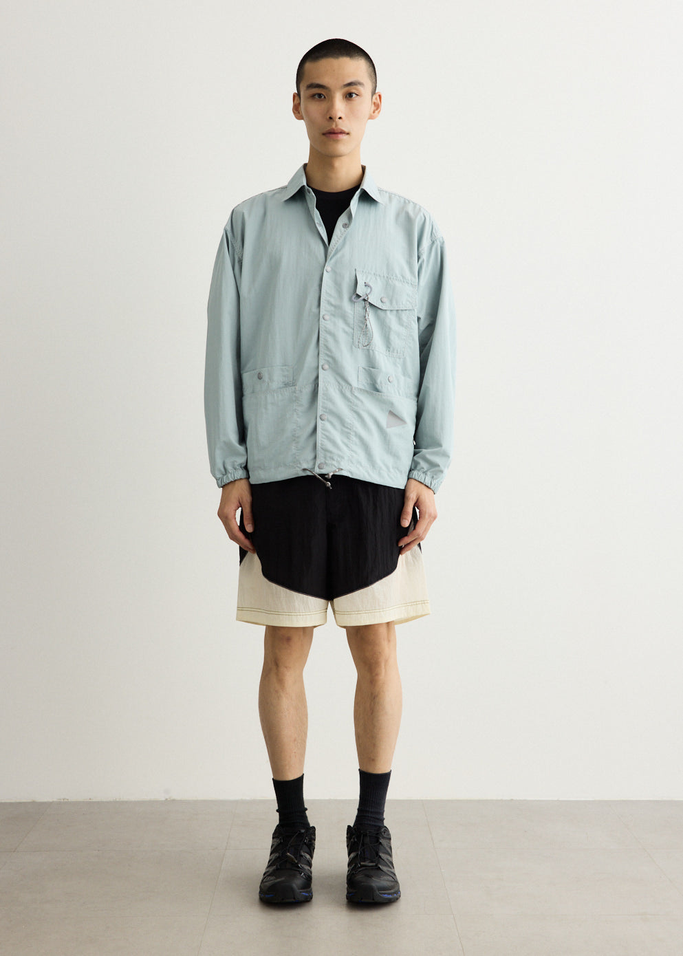 Crinkled Nylon Shirt Jacket