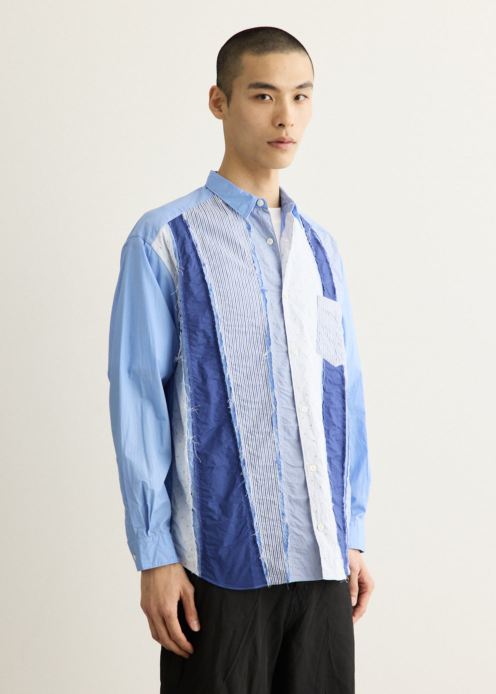 Cotton Broad x Cotton Stripe Mix Shirt