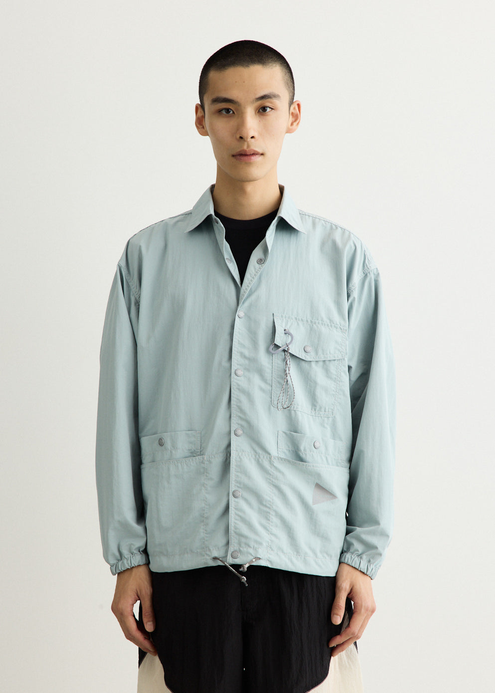 Crinkled Nylon Shirt Jacket
