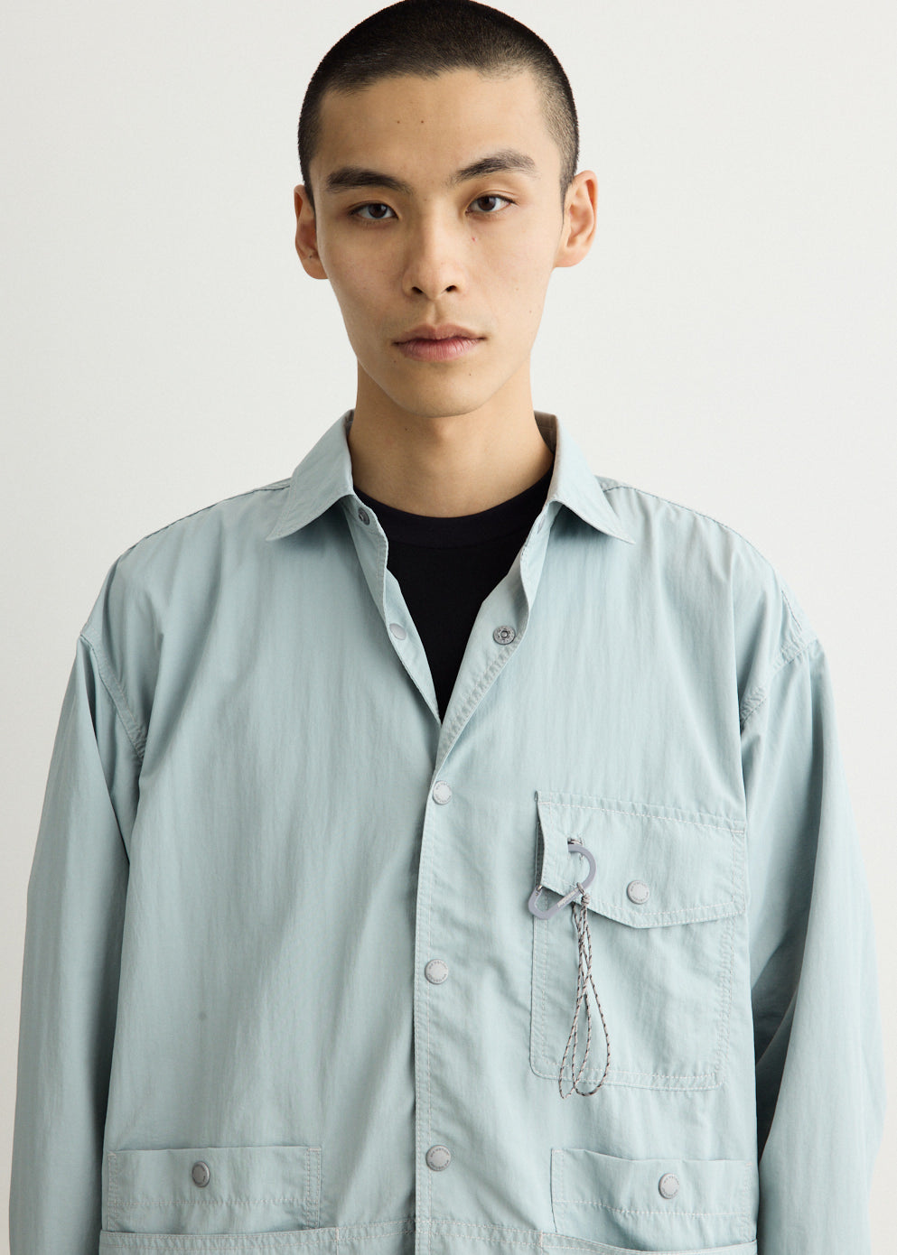 Crinkled Nylon Shirt Jacket