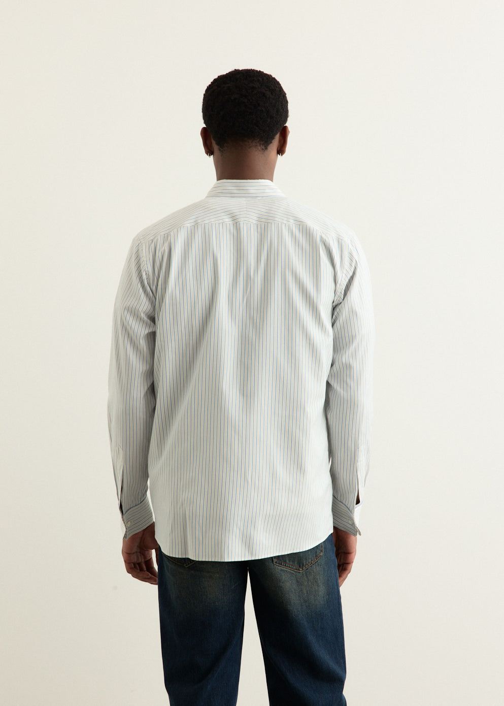 Cotton Silk Stripe Double-Cuff Shirt