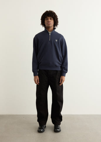 Grey Fox Head Patch Comfort Half Zipped Sweatshirt