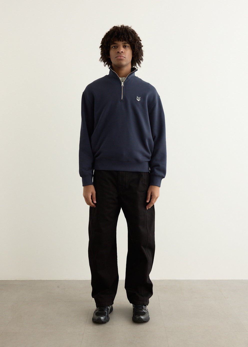 Grey Fox Head Patch Comfort Half Zipped Sweatshirt