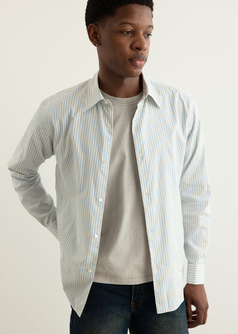 Cotton Silk Stripe Double-Cuff Shirt