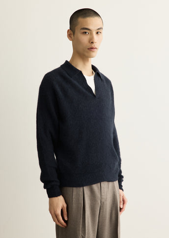 Baby Suri Alpaca Sheer Knit Skipper Polo