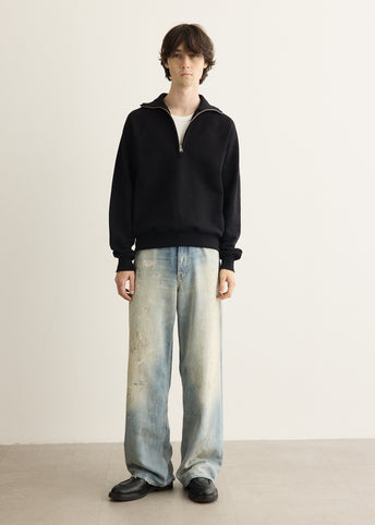 Zipped Sweatshirt with Tonal Embossed ADC