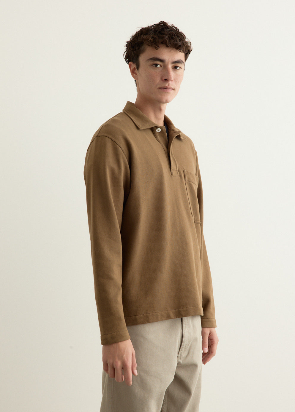 Fraser Relaxed Organic Loopback Long Sleeve Polo