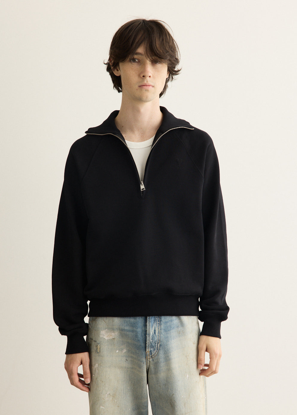 Zipped Sweatshirt with Tonal Embossed ADC