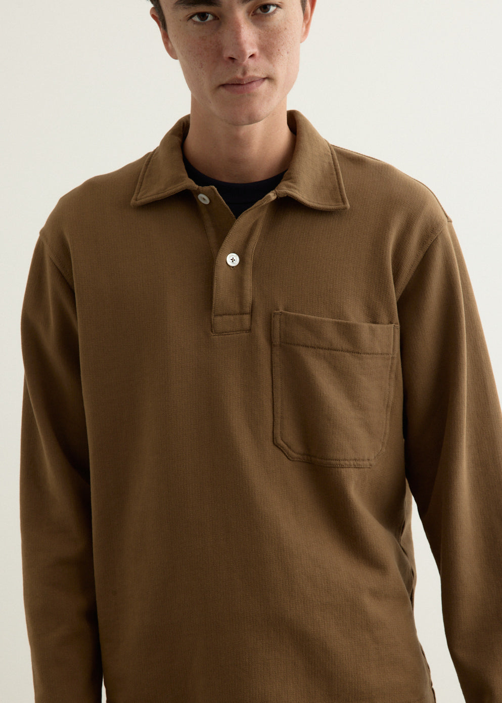 Fraser Relaxed Organic Loopback Long Sleeve Polo