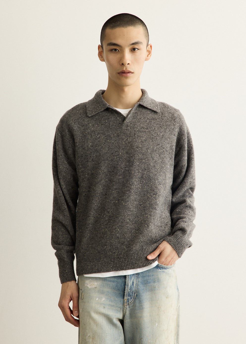 Cashmere Nep Knit Polo