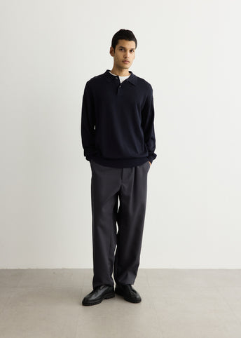 Suvin High Gauge Knit Oversized Long Sleeve Polo
