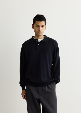 Suvin High Gauge Knit Oversized Long Sleeve Polo