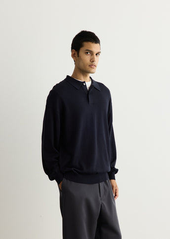 Suvin High Gauge Knit Oversized Long Sleeve Polo