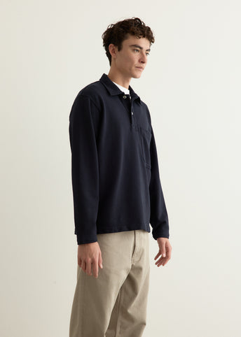 Fraser Relaxed Organic Loopback Long Sleeve Polo