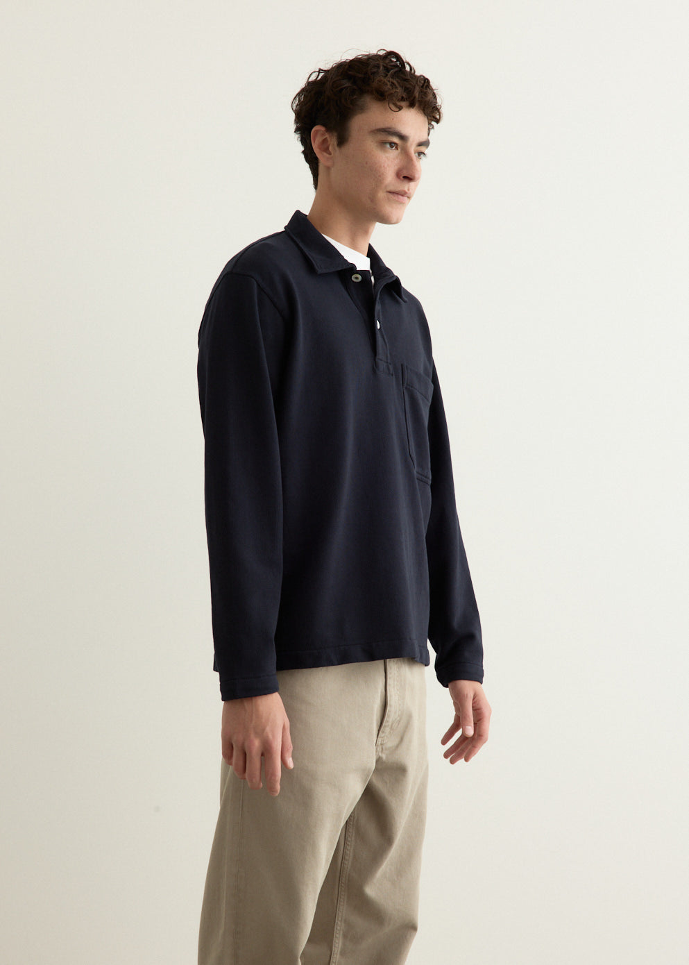 Fraser Relaxed Organic Loopback Long Sleeve Polo