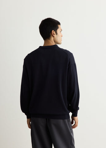 Suvin High Gauge Knit Oversized Long Sleeve Polo