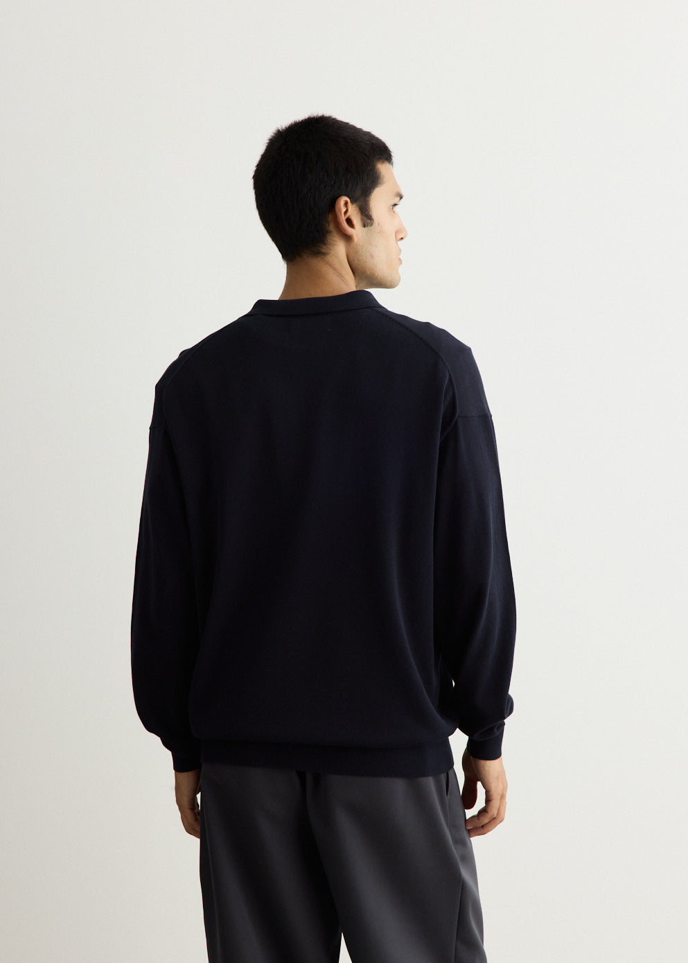 Suvin High Gauge Knit Oversized Long Sleeve Polo