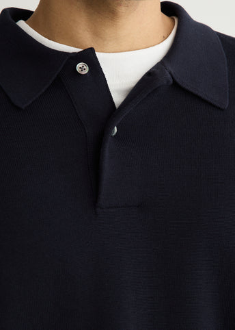 Suvin High Gauge Knit Oversized Long Sleeve Polo