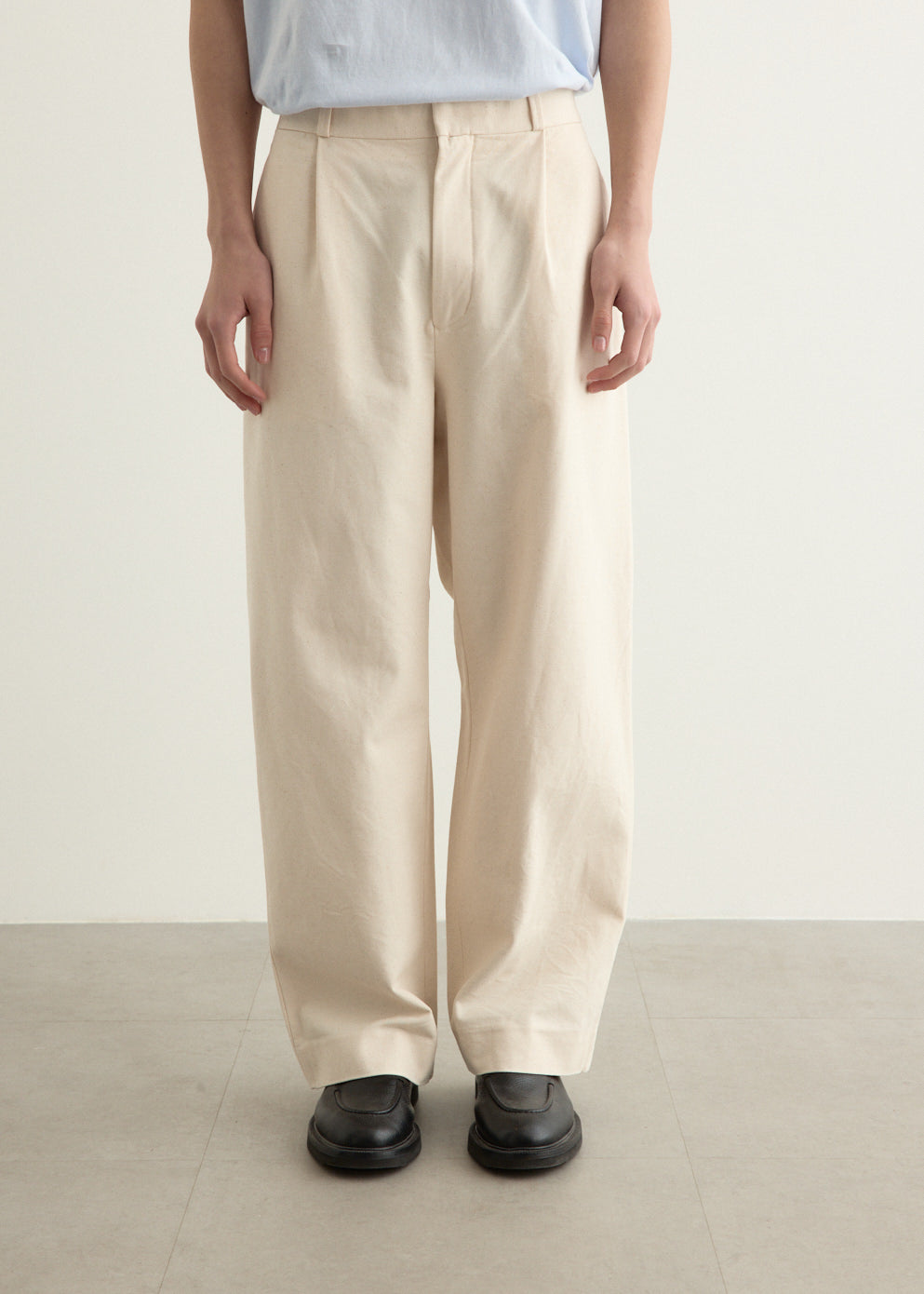 Chino Tuck Straight Cotton Duck Pants