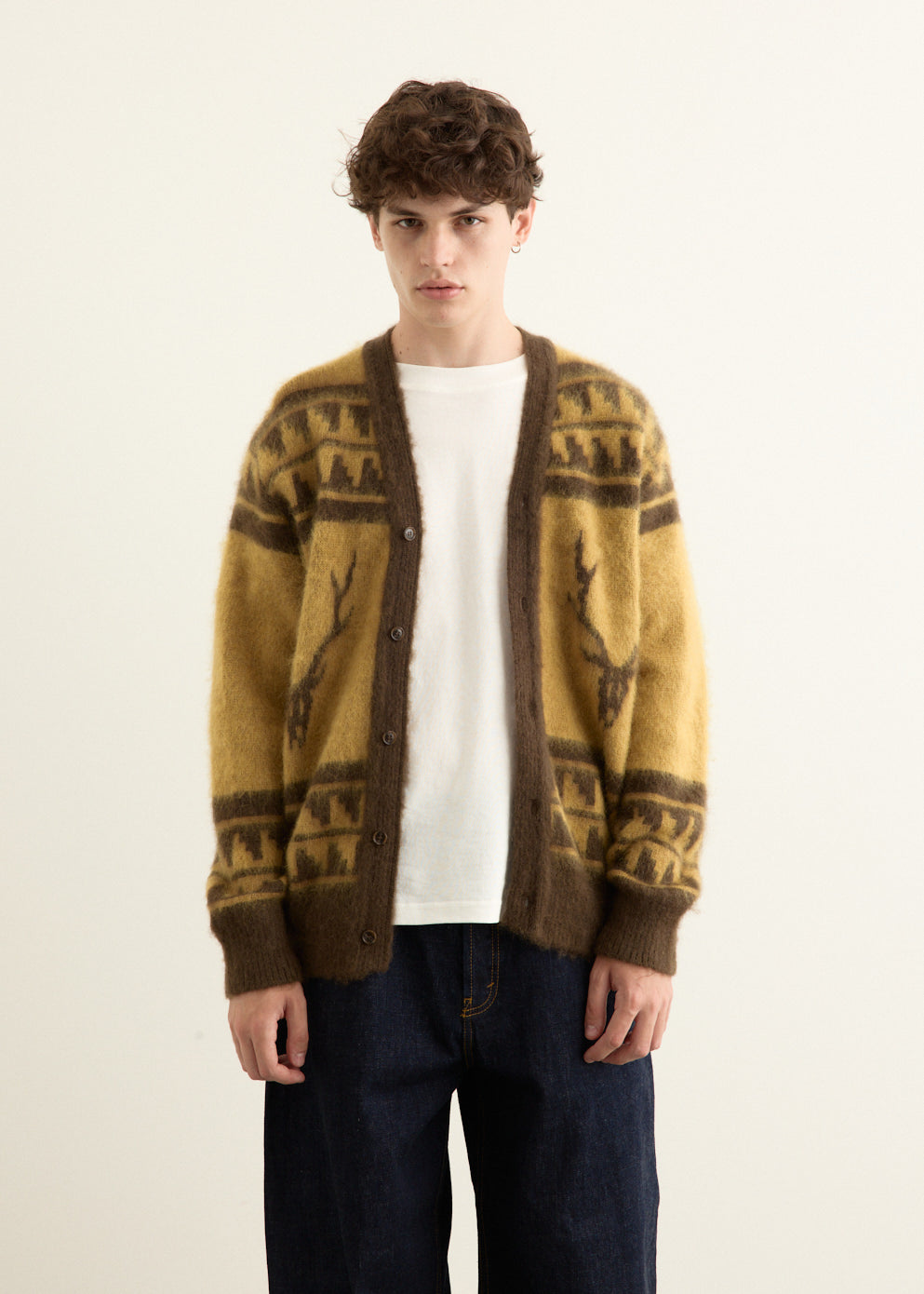 Mohair V Neck Cardigan Sweater