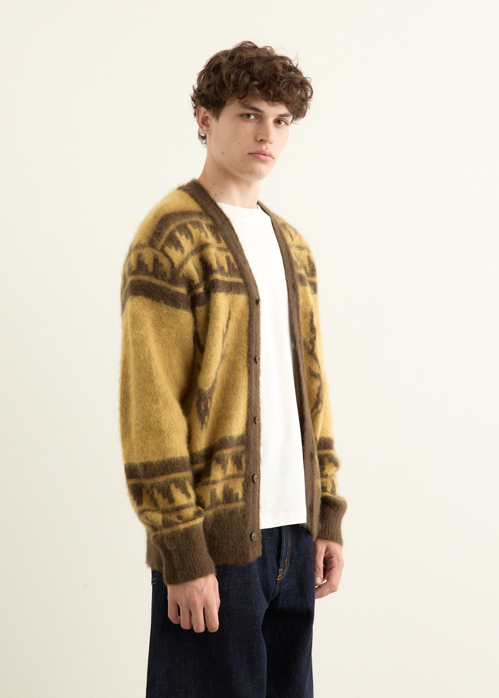 Mohair V Neck Cardigan Sweater
