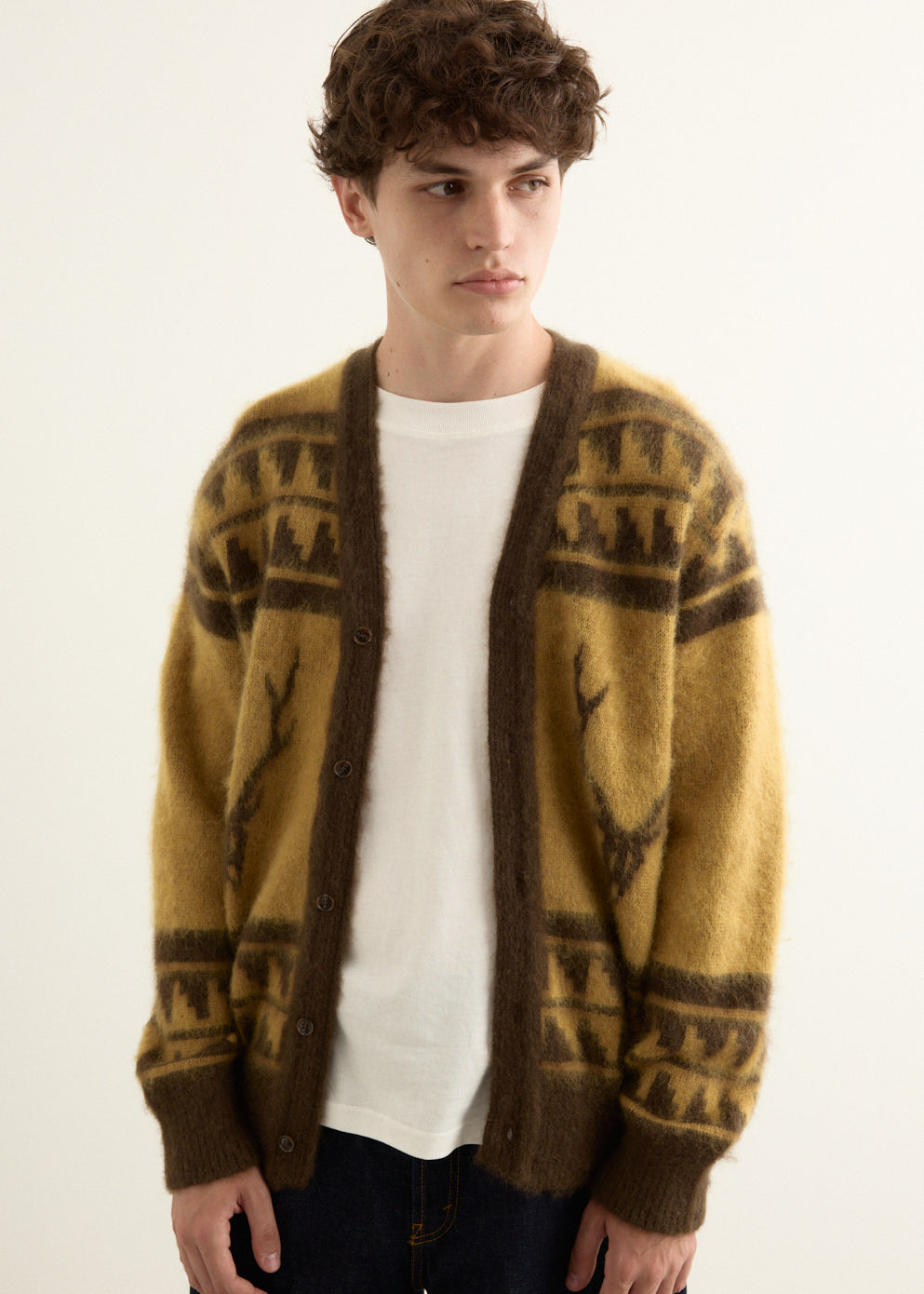 Mohair V Neck Cardigan Sweater