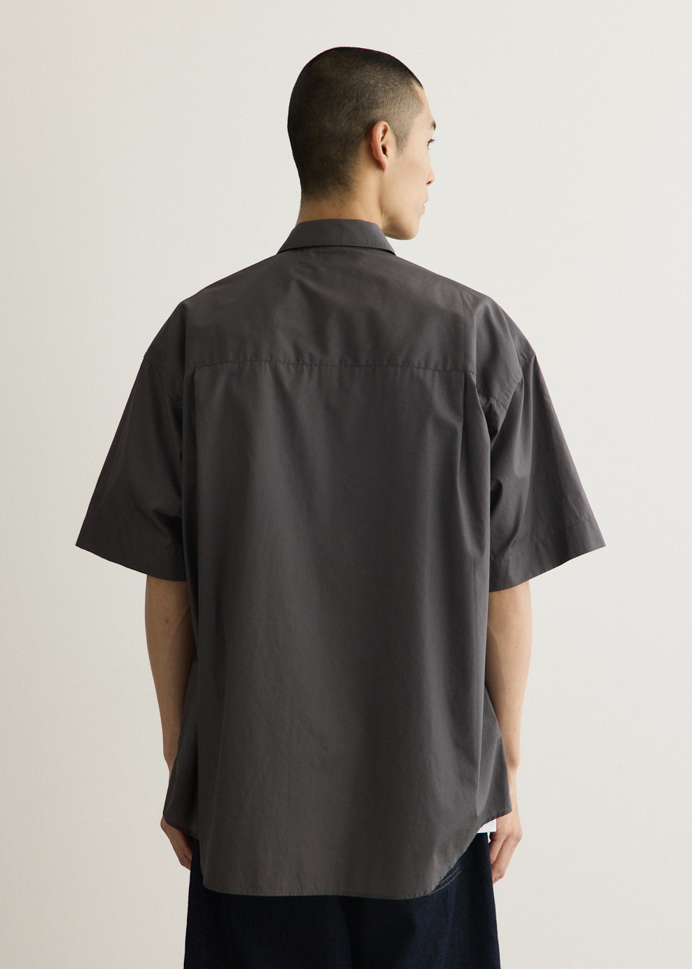 Broad Short Sleeve Oversized Regular Collar Shirt