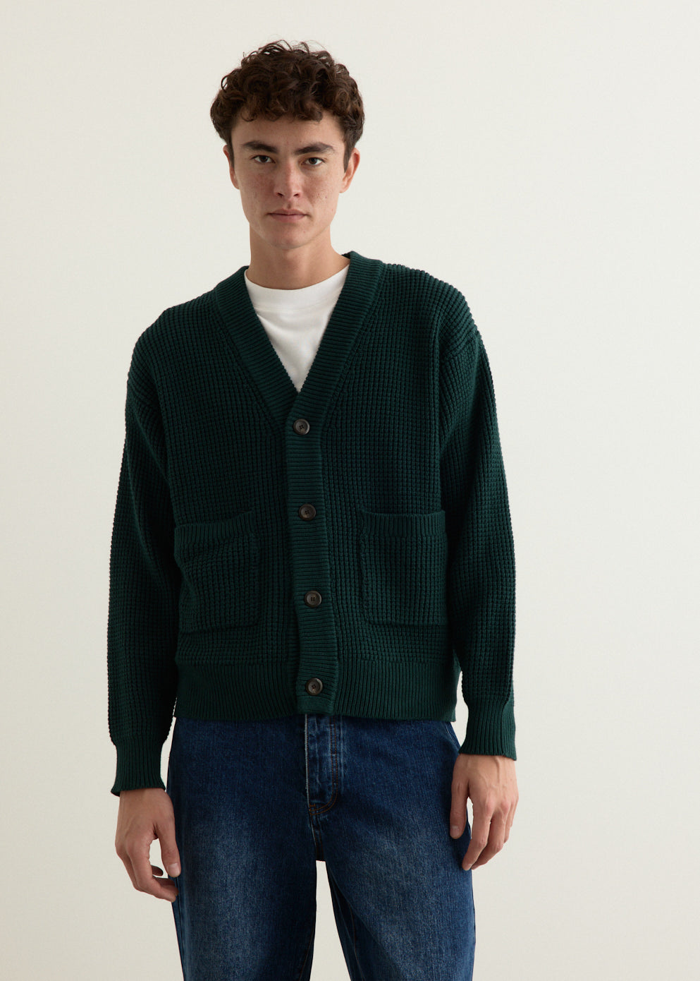 Michael Plaited Waffle Cardigan