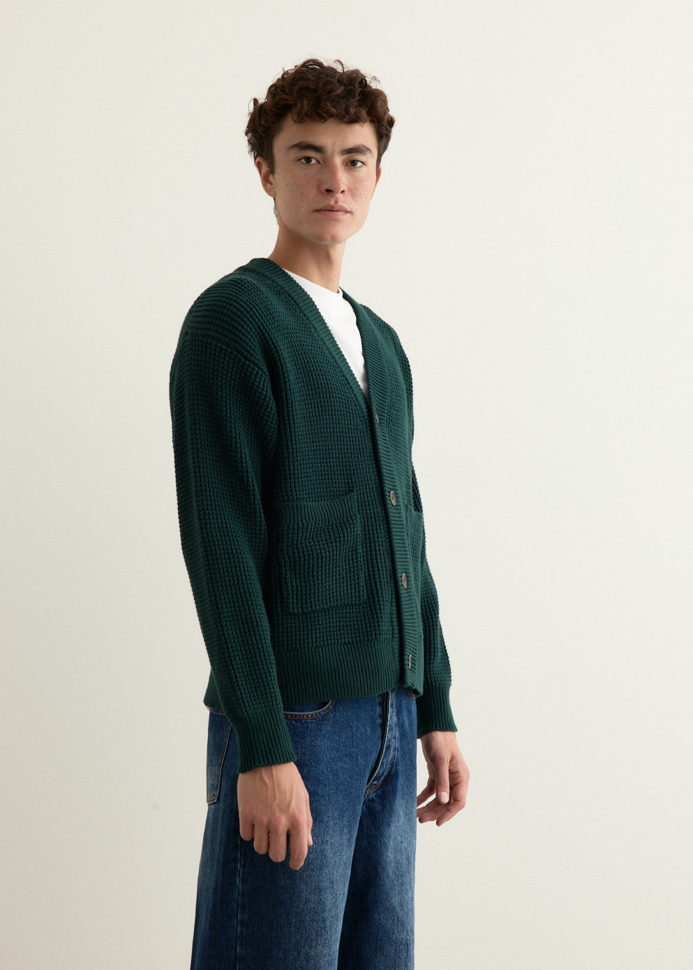 Michael Plaited Waffle Cardigan