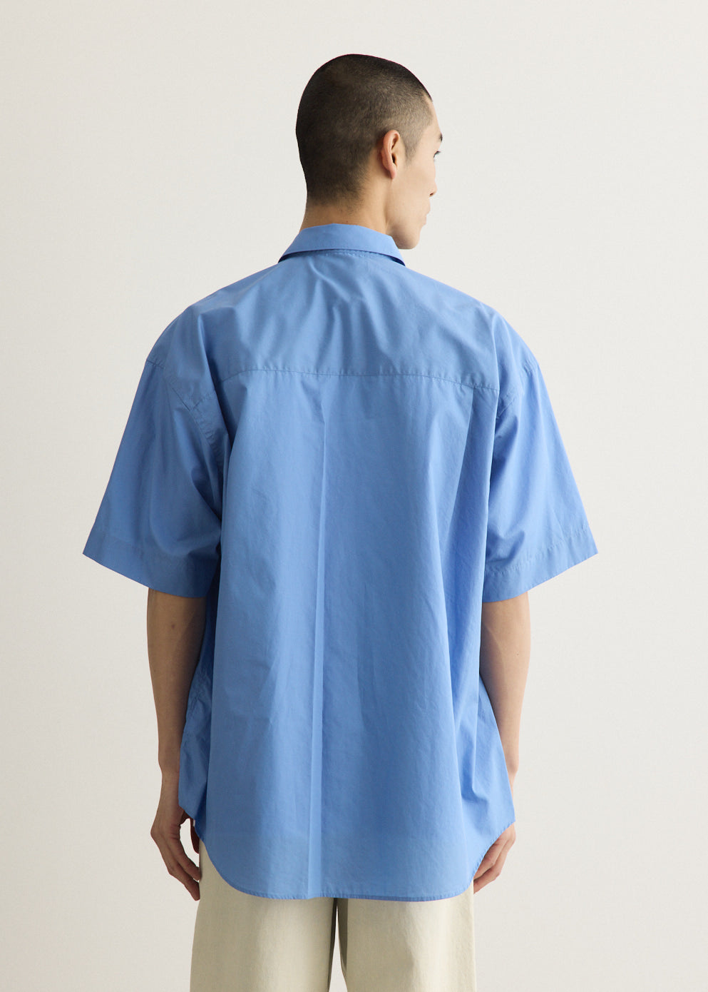 Broad Short Sleeve Oversized Regular Collar Shirt