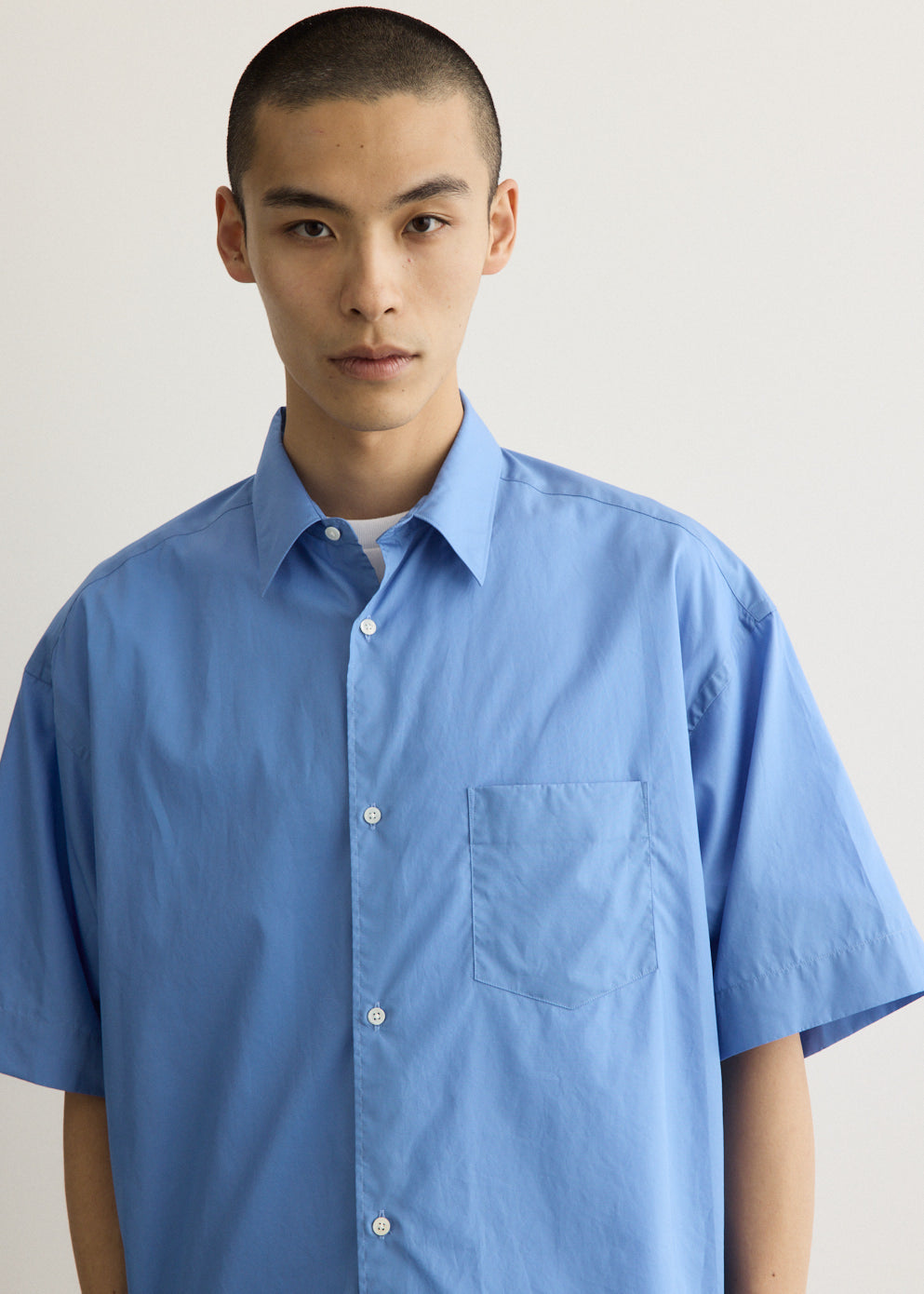 Broad Short Sleeve Oversized Regular Collar Shirt