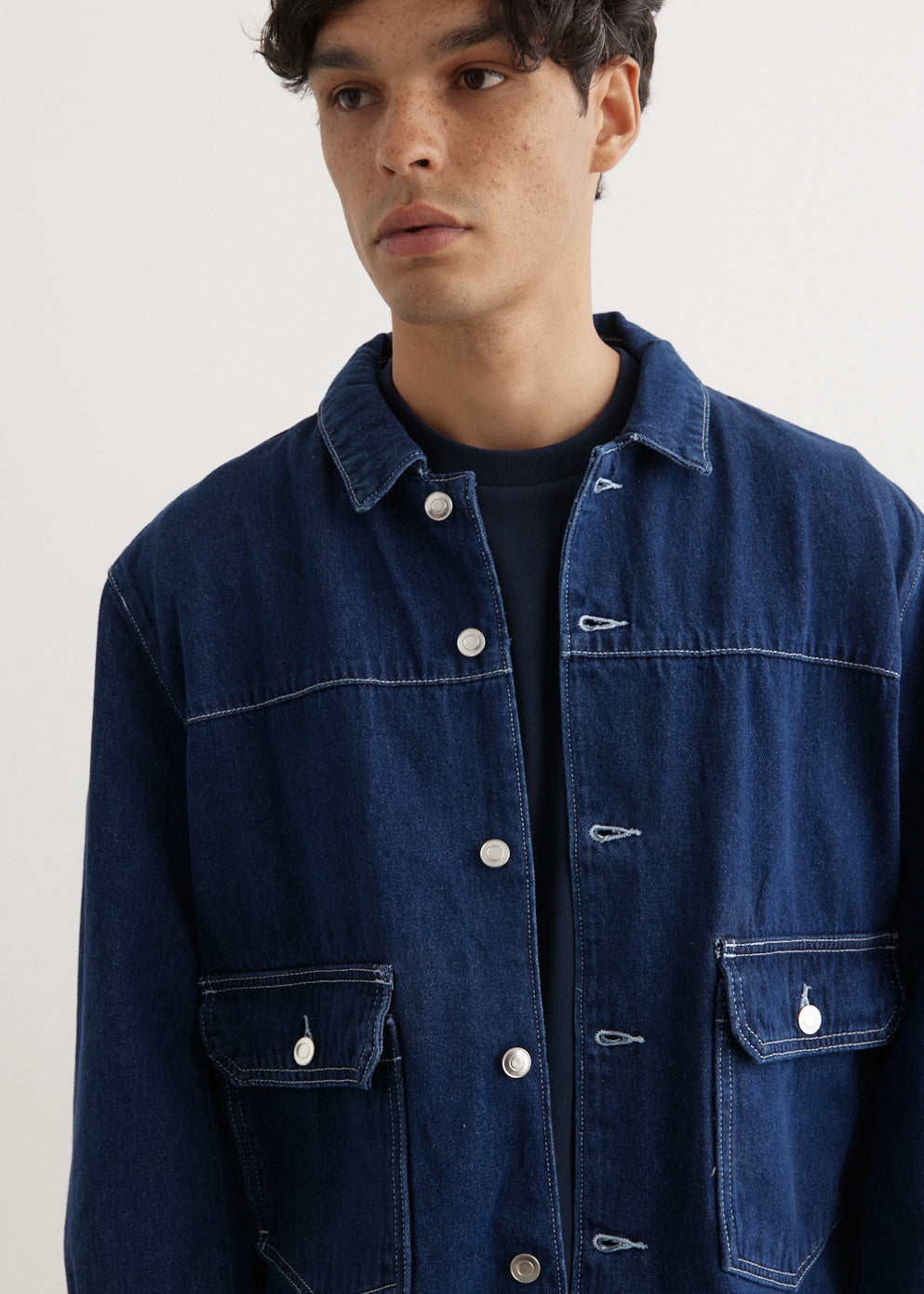 Pop Trading Company Full Button Jacket - Rinsed Denim | Flatspot