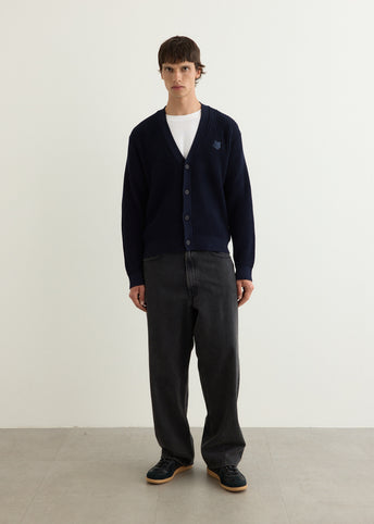 Fox Head Cotton Ribbed Cardigan