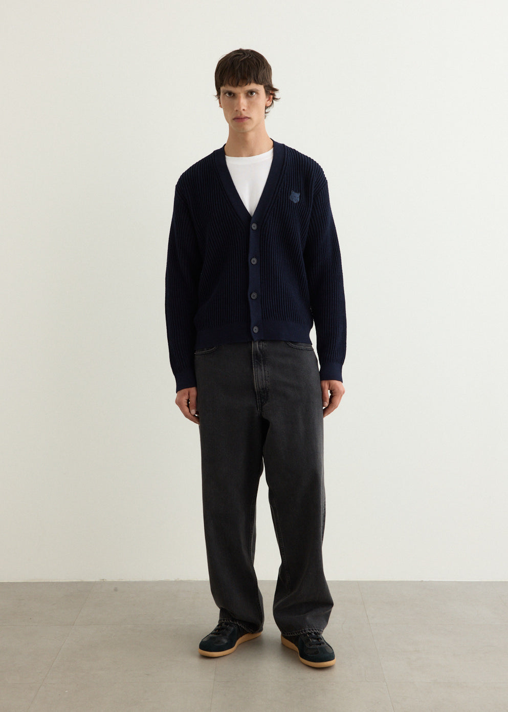 Fox Head Cotton Ribbed Cardigan