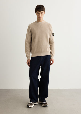 Micro Stitch Soft Organic Cotton Knit Crew Sweater