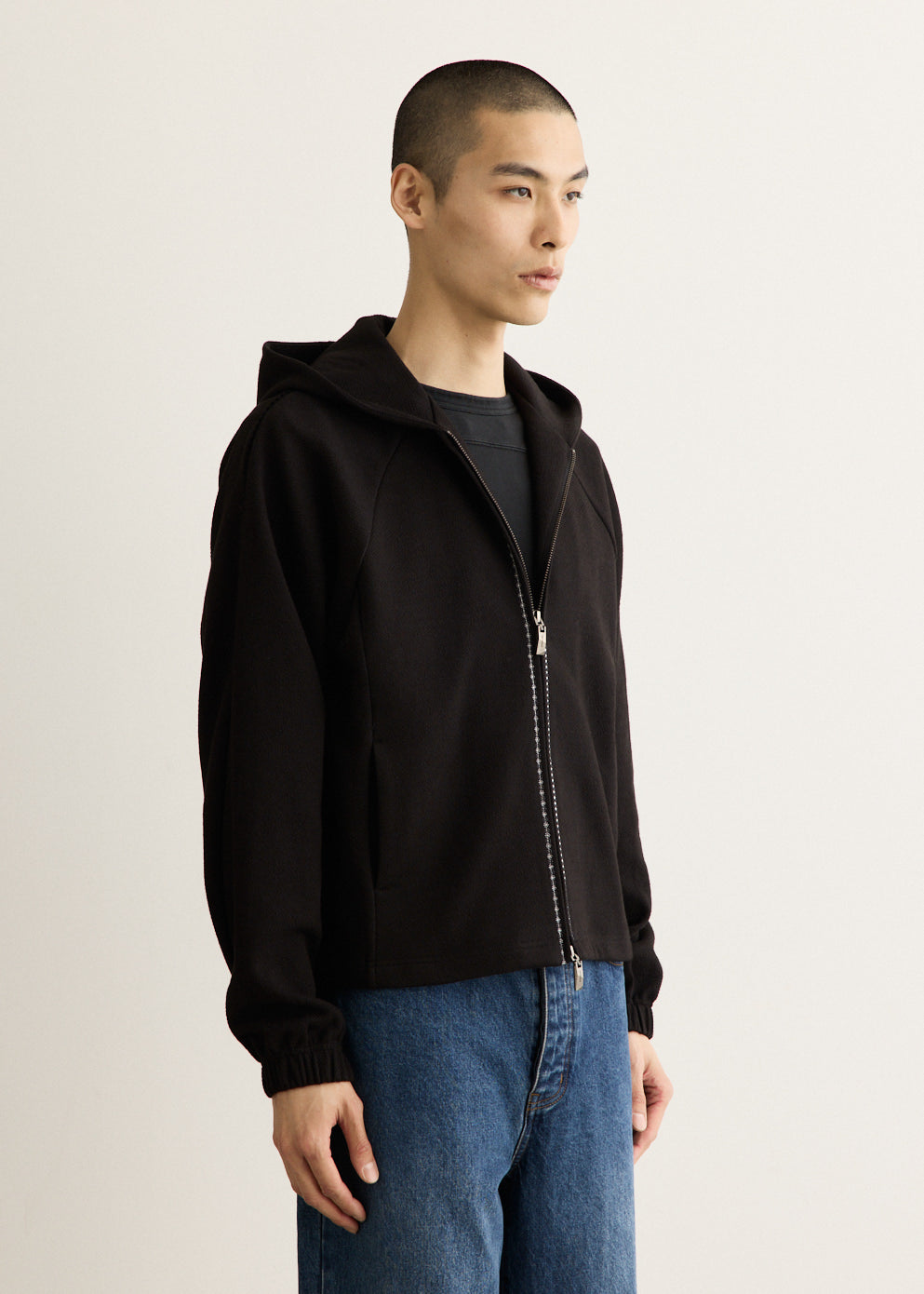 Embroidered Detail Zip-Up Hoody