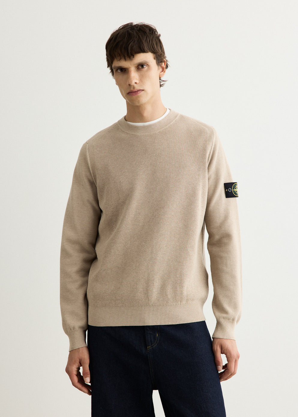 Micro Stitch Soft Organic Cotton Knit Crew Sweater