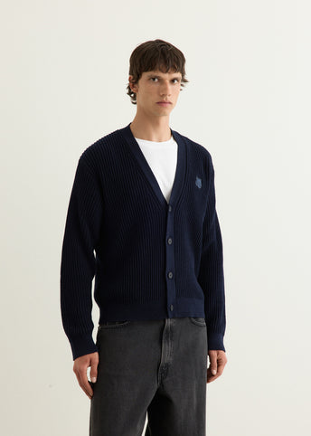 Fox Head Cotton Ribbed Cardigan