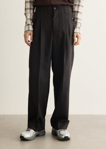 High-Waisted Carrot-Fit Striped Wool Trousers