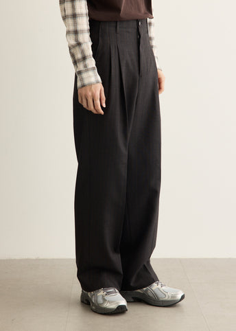 High-Waisted Carrot-Fit Striped Wool Trousers